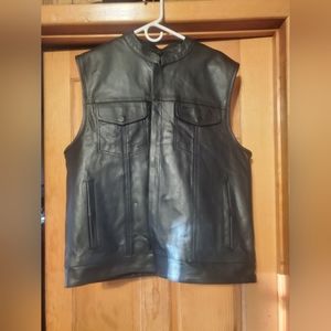 Genuine leather men's biker vest